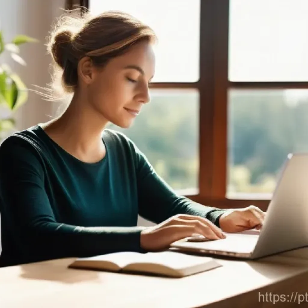 의식적 기술 사용과 개인 브랜드 강화 - **Conscious Digital Life and Well-being**
A bright, peaceful image of a person (mid-30s, gender-...