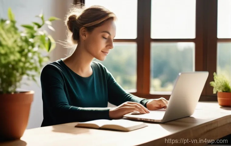 의식적 기술 사용과 개인 브랜드 강화 - **Conscious Digital Life and Well-being**
A bright, peaceful image of a person (mid-30s, gender-...